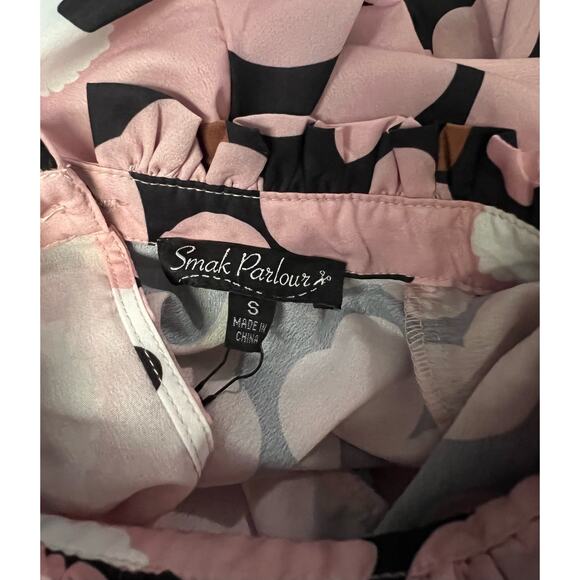 Smak Parlour Pink Black Florals Girl Talk Sheath Dress S NWT - Picture 6 of 9